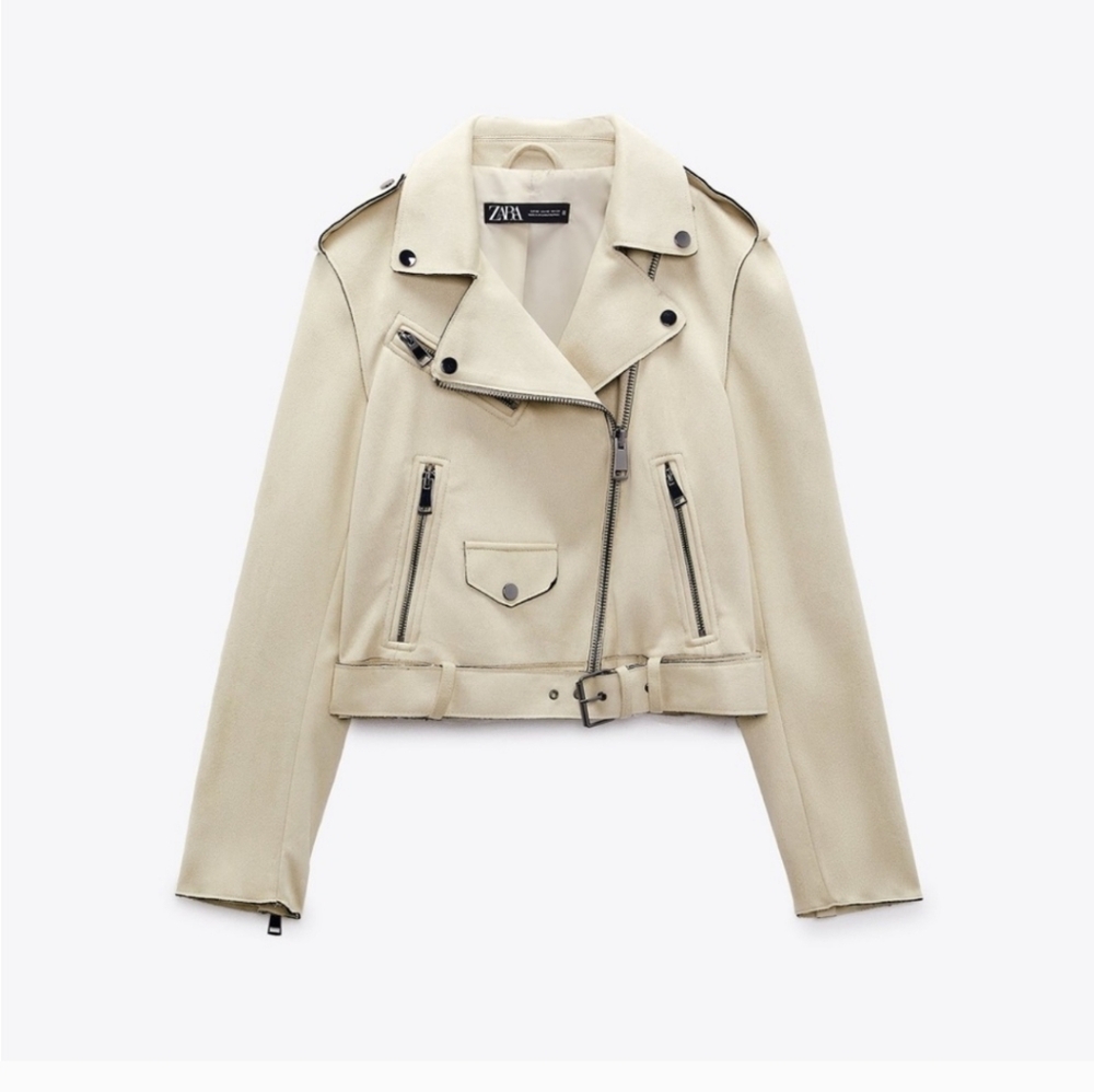 NWOT ZARA FAUX LEATHER MOTO JACKET- Size LARGE